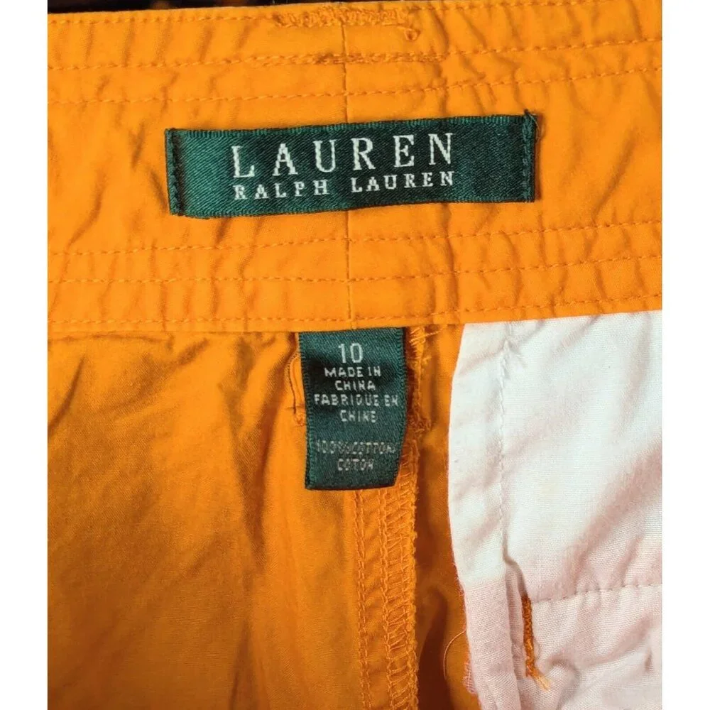 Ralph Lauren Pants Womens Size 10 Orange LRL Ripstop Cotton Cropped Capri Hiking - Picture 3 of 3